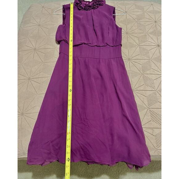 Antonio Melani Silk Dress with Flower Detail Around Neck - Size 4 - Picture 12 of 13